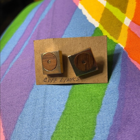 Brown wood gold Square Cufflinks - Picture 8 of 12